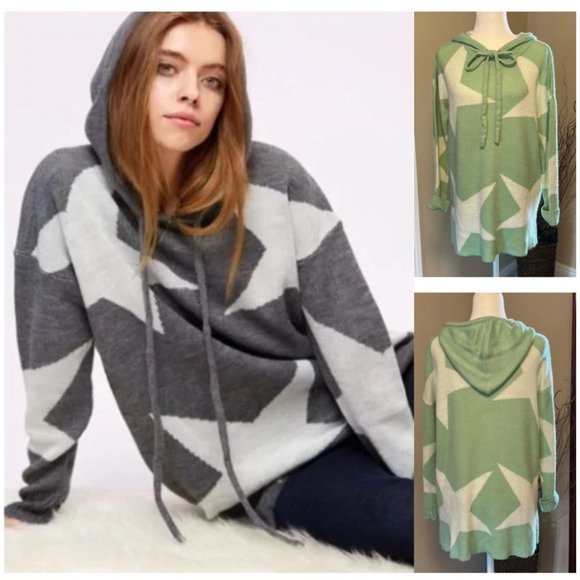 Fantastic Fawn Green hooded tunic sweater szS - Picture 1 of 9